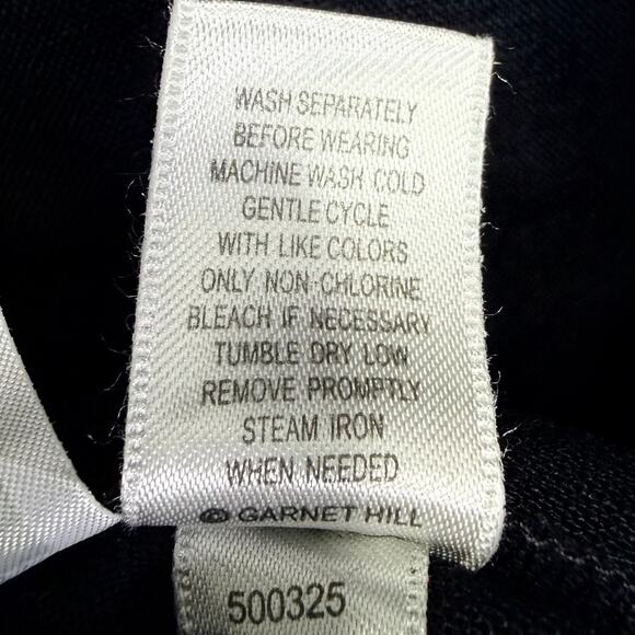 Garnet Hill Artist Smock Dress Womens L Black Linen Embroidered Boho Pockets - Picture 10 of 11